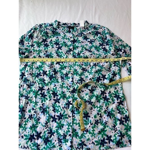 NWT Talbots Floral Lightweight Button Up Green Blue Blouse XL Office Dressy - Picture 6 of 8